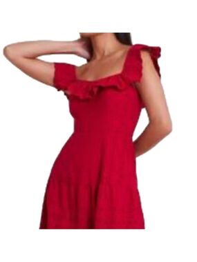 48. John Lewis Dress. Red with ruffle collar.